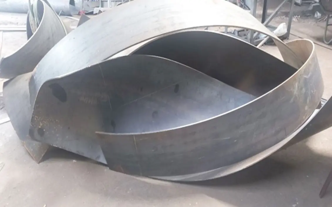 Bent steel plate used in construction